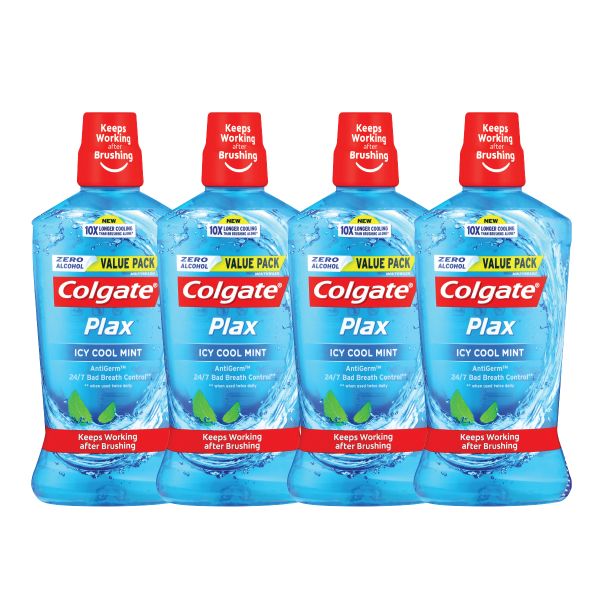 Colgate Plax Mouthwash, Icy Cool Mint, Bulk Offer - 4 X 750ml