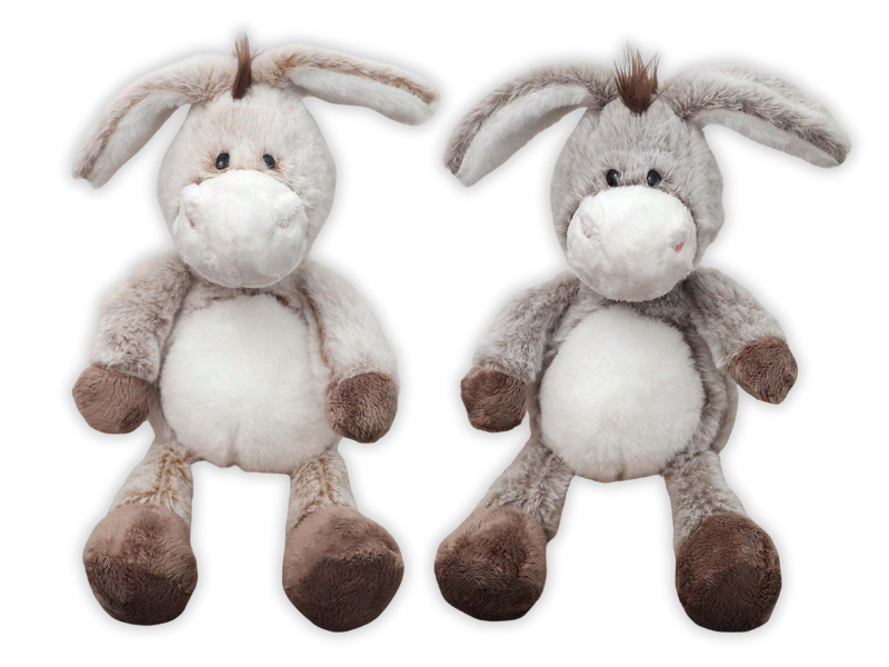 Donkey's with Long Ears Soft Plush Combo - Grey &amp; Brown - L30cm each - 2 Piece