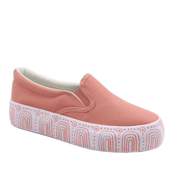 Ladies Platform Slip-On Printed Outsole Sneakers