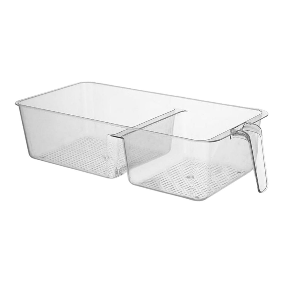 2 Grids Acrylic Storage Containers with Handle Pantry Fridge Organizer