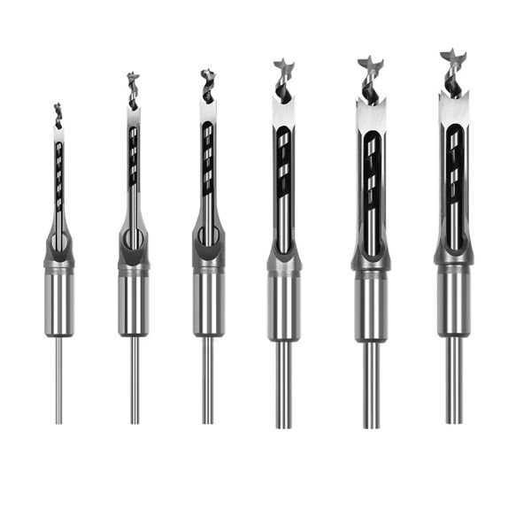 6Piece Square Hole Drill Bit Set for Woodworking Chisel Drill Bit Tools