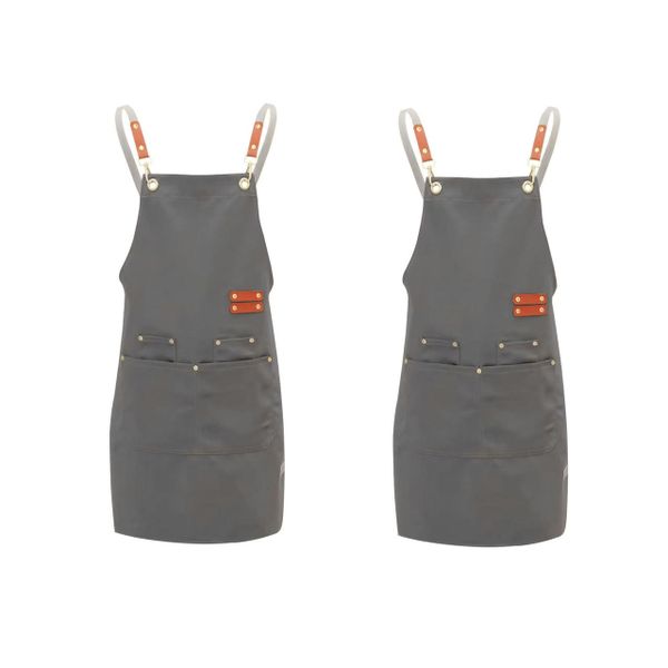 2 Pack Kitchen Apron with Pockets and Cross-Back Strap