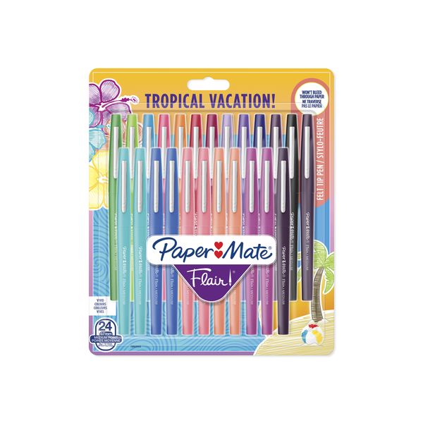 PAPER MATE Flair Tropical Vacation Medium 0.7mm 24 Assorted Markers