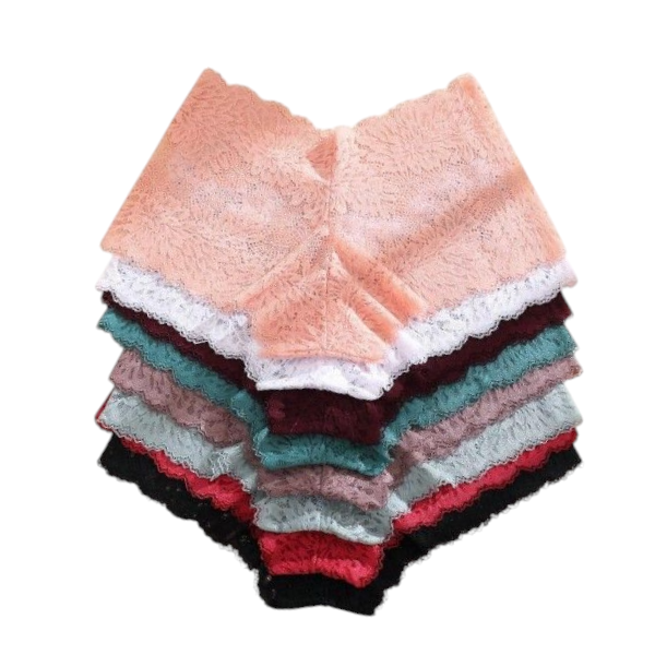 Elegant Lace High-Waist Seamless Panties - Large - Multicolour - 8 Piece