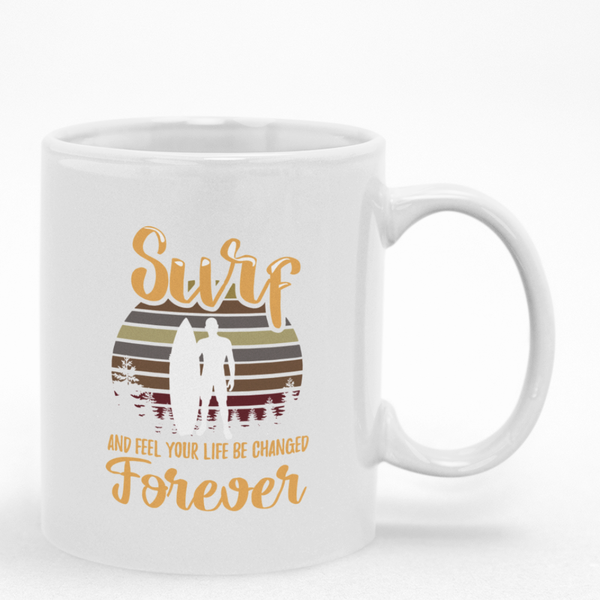 Surfing Mug, Surf And Feel Coffee Cup, Surfers will love this as a gift