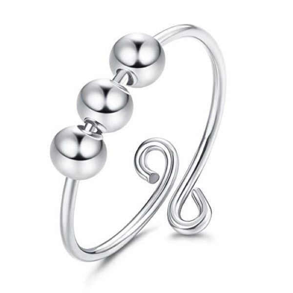 Fidget Bead Anxiety Ring - 3 Beads and 2 Swirls