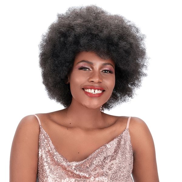 Magic 8Inch Short Afro Kinky Curly Synthetic Hair Wig for Women JennyAfro1B