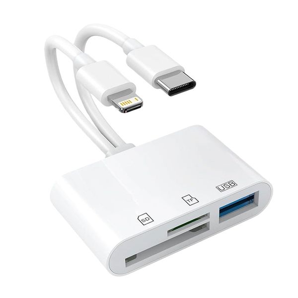 3-in-1 Type C Lightning Card Reader Compatible with iPhone iPad