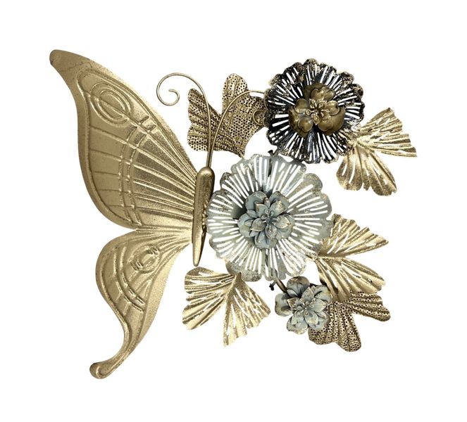 Modern 3D Metal Wall Decor - Butterfly and Flower