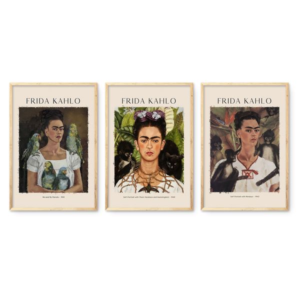 Cape Art Framed Canvas 3 Piece 40x60cm Kahlo Portraits