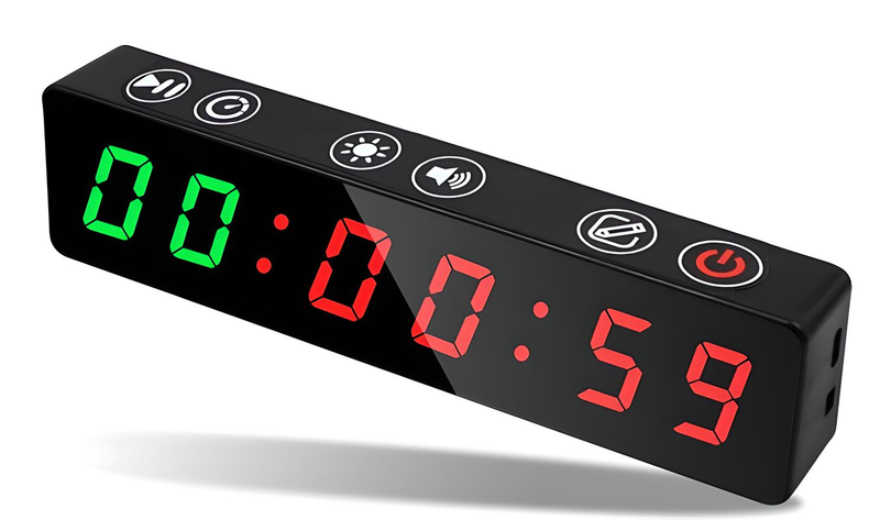 Wall Gym Timer Workout Clock w/ Rechargeable Battery &amp; Built-in Magnet