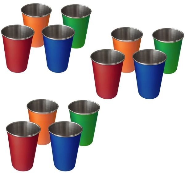 LK's - Stainless Steel Tumblers (Pack Of 12) - Assorted Colours - 400ml