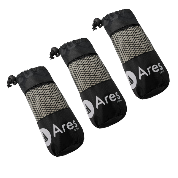 Ares Active Grey Microfiber Towel Small - Pack of 3