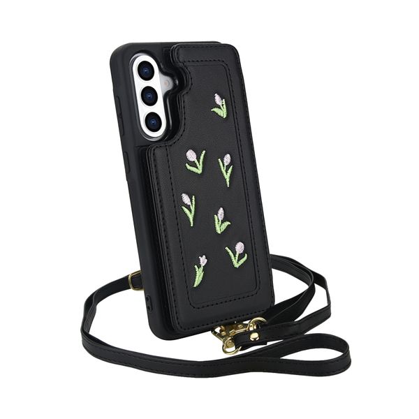 Embroidered Crossbody Anti-fall Phone Case Compatible with Galaxy S23 Ultra
