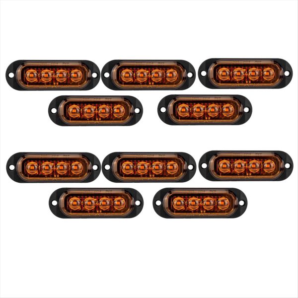 10 Pcs 12V-24V 4Led Car Side Marker Lights Turn Compatible with Universal