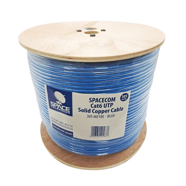 Space TV CAT6 UTP Solid Copper Cable Blue PVC 305m