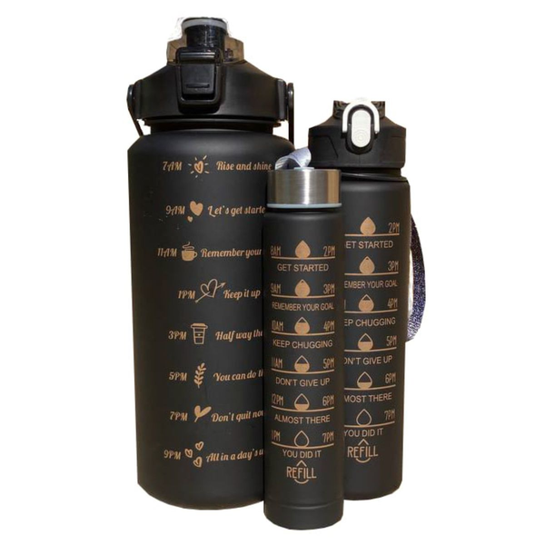 Black Straw Water Bottles - 2L - 1L - 0.5L