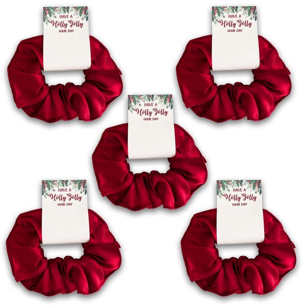 Stocking stuffers satin Christmas scrunchies with cute tag