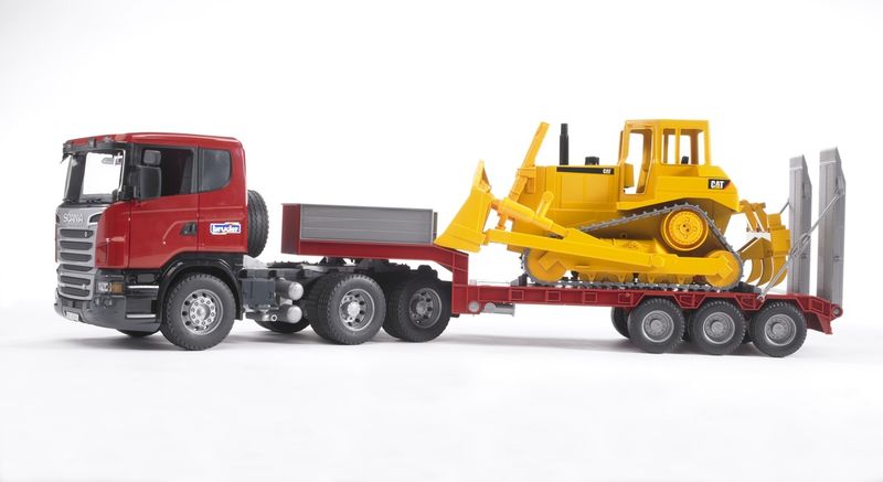 Bruder SCANIA R-Series Low Loader Truck with CAT Bulldozer