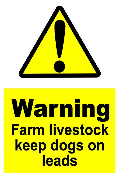 Warning Farm Livestock Keep Dogs On Leads 40x60cm Sign - 2 Pack.