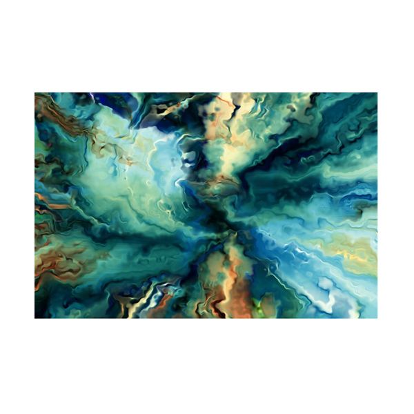 Canvas-Art- Single Green And Blue Marble Water Abstract Wall Art