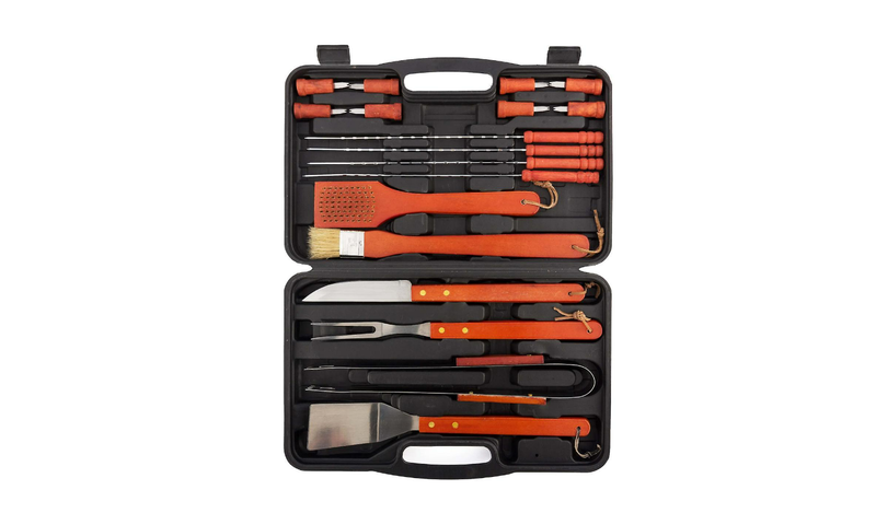 18-Piece Stainless-Steel Barbecue Braai Set with Carrying Case