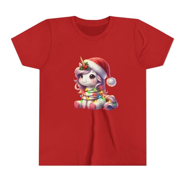 Unicorn Festive Kiddies T-shirt (Red)