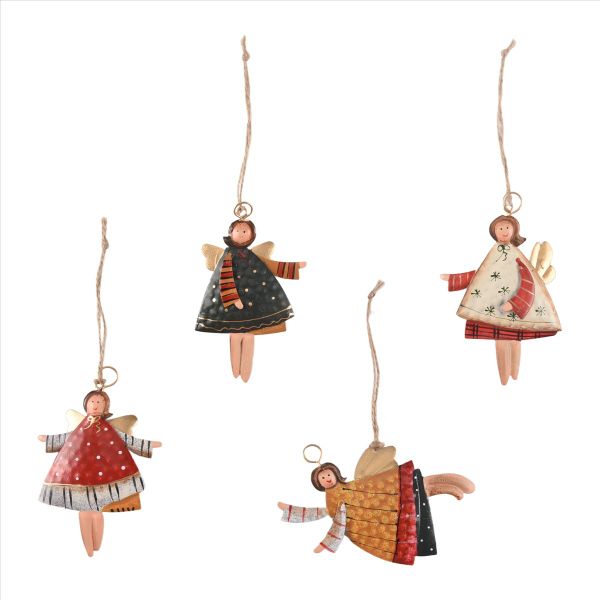 4 PCS Christmas Metal Dancing Angel Pendants Christmas Tree Hanging Ornamen