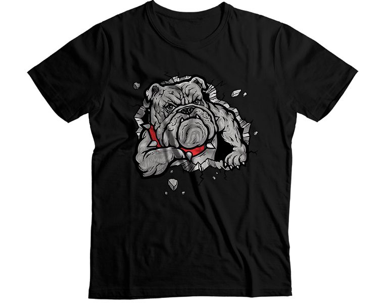 Bull Dog Breaking Through Wall Graphic T-Shirt
