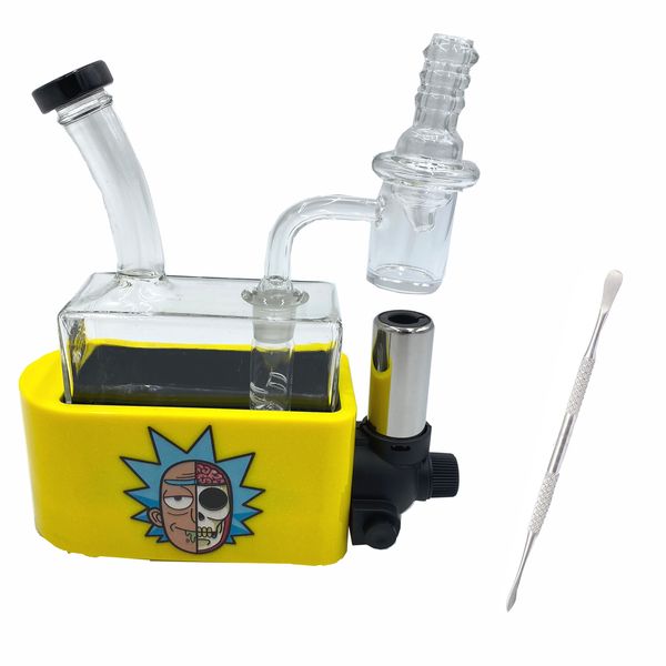 Cannabis Dab Rig In One RIO Portable Vaporizer With Built In Torch - Yellow