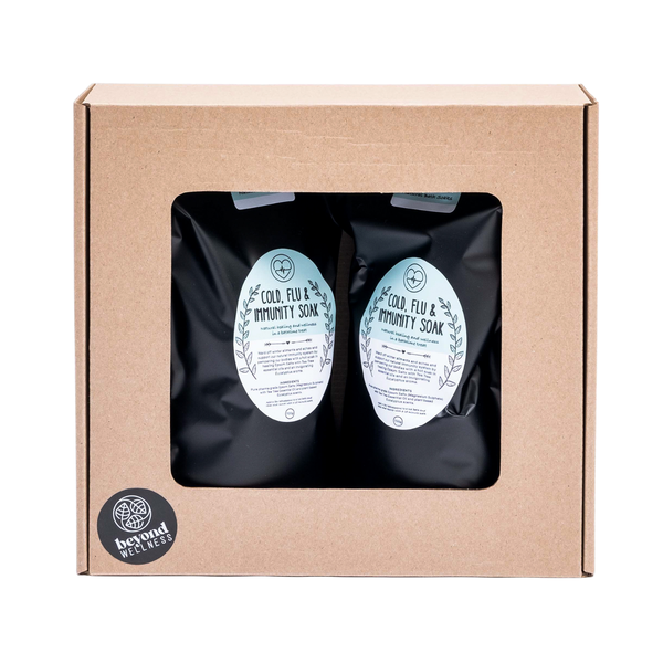 Beyond Wellness Twin Pouch Gift Set - Cold, Flu &amp; Immunity Bath Salts Soak