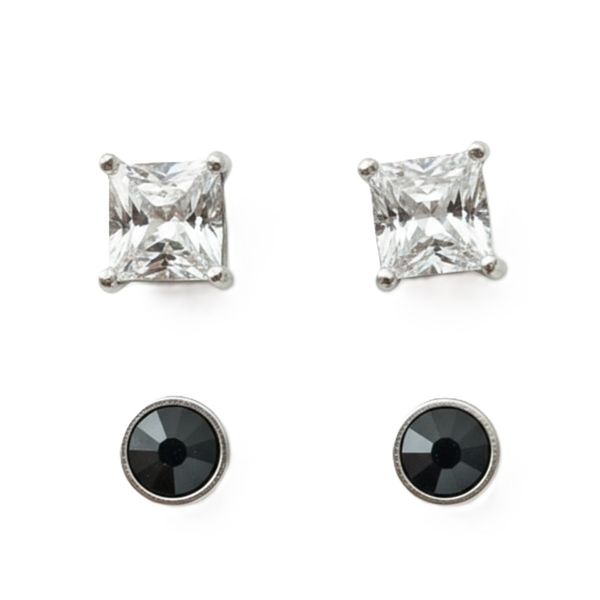 2 Pairs Magnetic Clip On , Cubic Zirconia Magnetic Earrings Metal, CZ