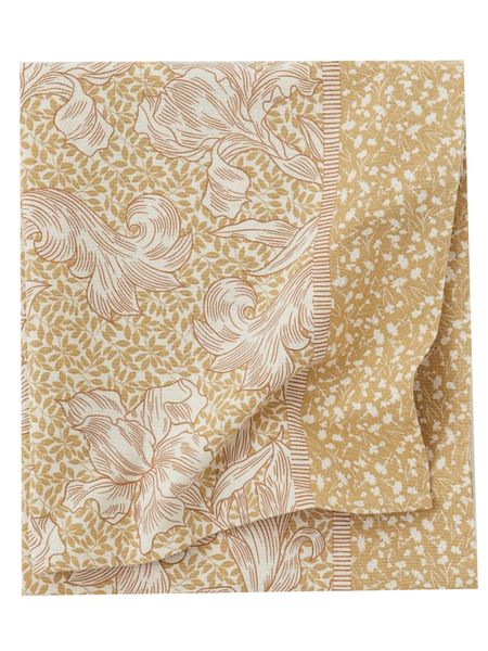 Yellow-beige/white/light brown Floral Tablecloth 140x180cm (4 seater)