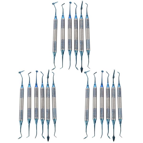 18Pcs Dental Composite Resin Spatula Titanium Plated Head(Blue)