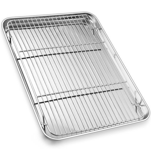 Stainless Steel Baking Sheet with Rack, Baking Pan Roasting Pan &amp; Rack Set