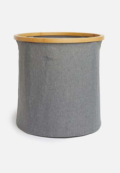 Bamboo Laundry Basket Round - Grey