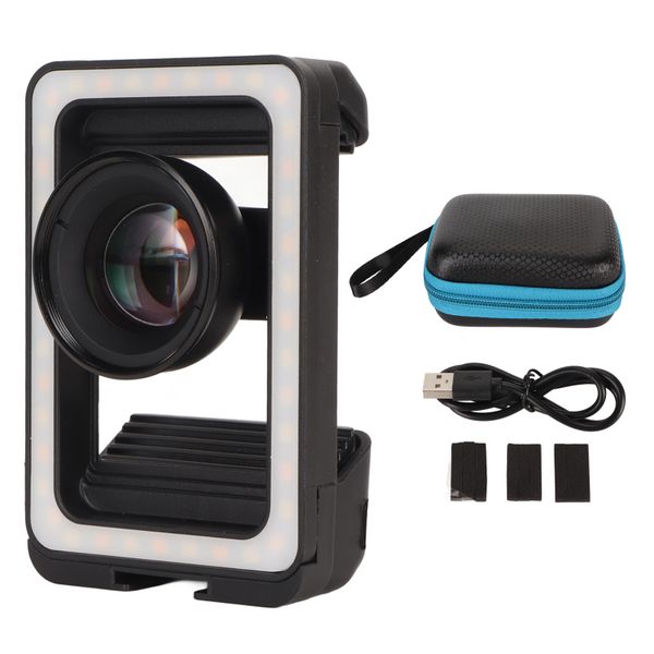 Universal Clip 100mm 4K HD Portable Phone Macro Lens with LED Fill Light