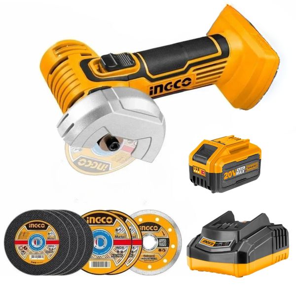 Ingco - Mini Cut-off Tool/Grinder - 20V with 6.0Ah Battery and Charger