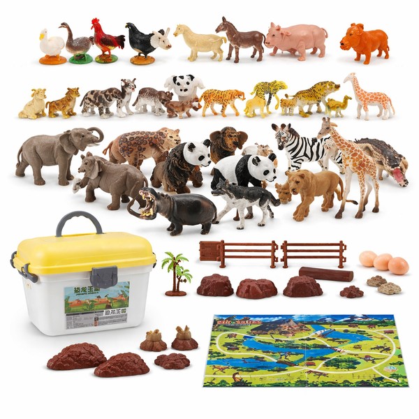 51-Piece Set - Simulated Animal Figures- Multicolor