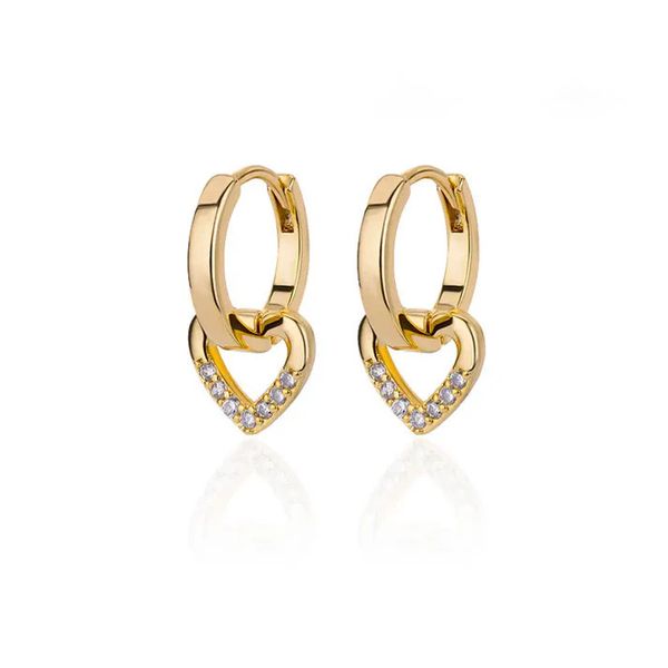 Women Stainless Steel Gold Plated Heart Shaped Earring