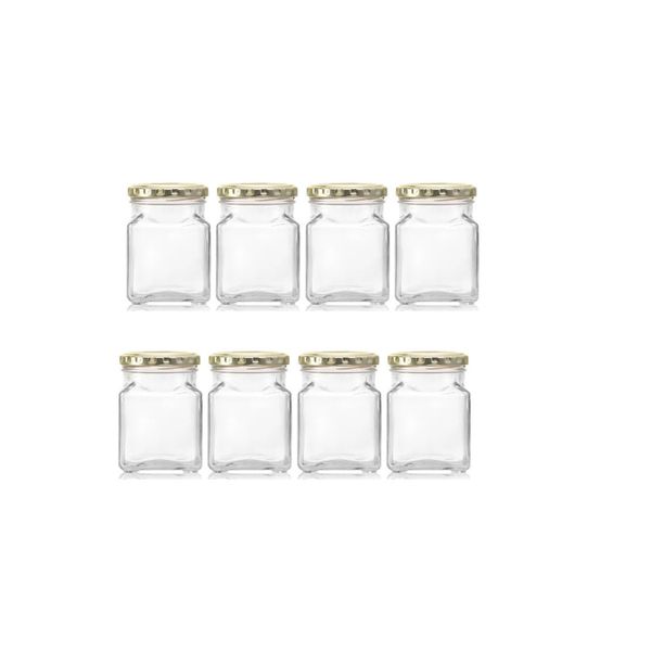 260ml Square Jar with Gold Lid (8 Pack)