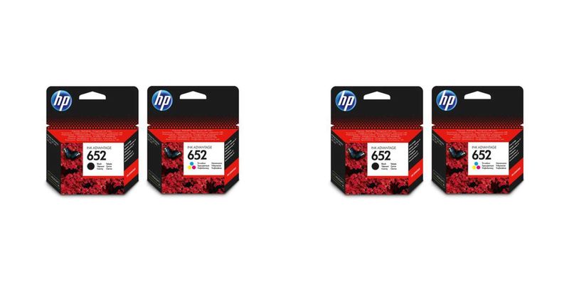 HP 652 Black &amp; Colour Ink Double Pack - 2x Black &amp; 2x Colour Inks
