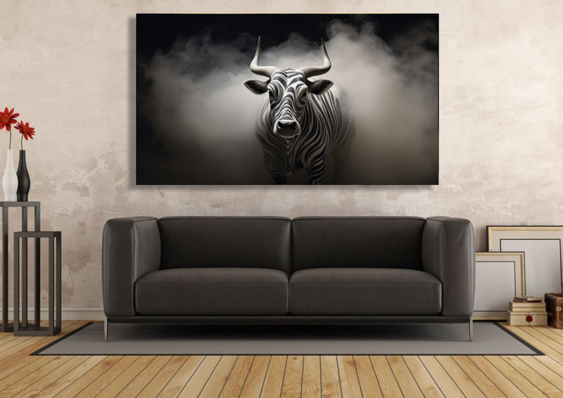 Canvas Wall Art - Bull Monochrome Mirage - IM1194