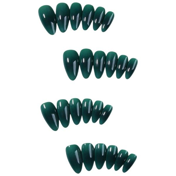 24 Piece - BabyBoomer Design Long Almond French Tip Nails - Green