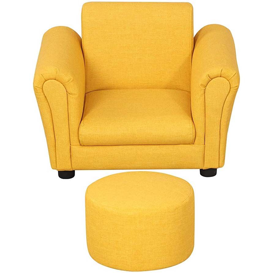 Just Home Single Kid Sofa With Small Round Ottoman