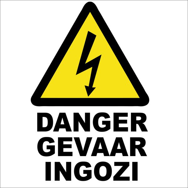 Danger Gevaar Ingozi 29x29cm Sign-2 Pack.