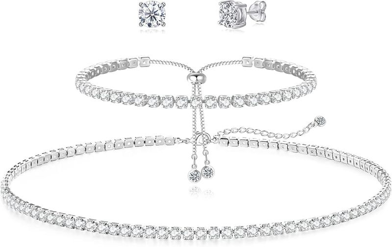 Tennis Necklace Bracelet for Women Jewelry Set Chocker Necklace