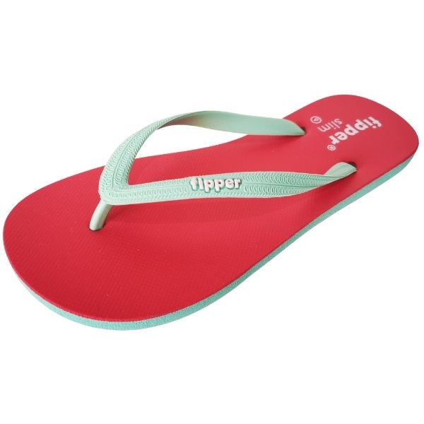 Fipper - Slim Ladies' Flip Flops / Slippers - Turquoise with Red Straps