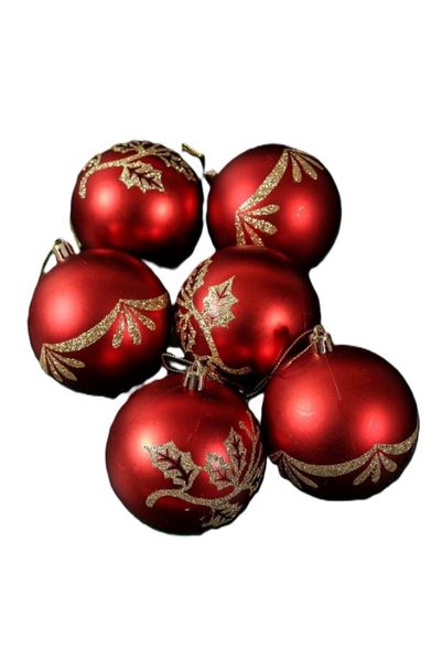 6 Pack Hanging Metallic Detail Baubles