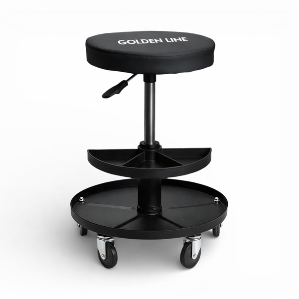 GripForge Adjustable Mechanic Creeper Seat with Tool Tray &amp; Wheels